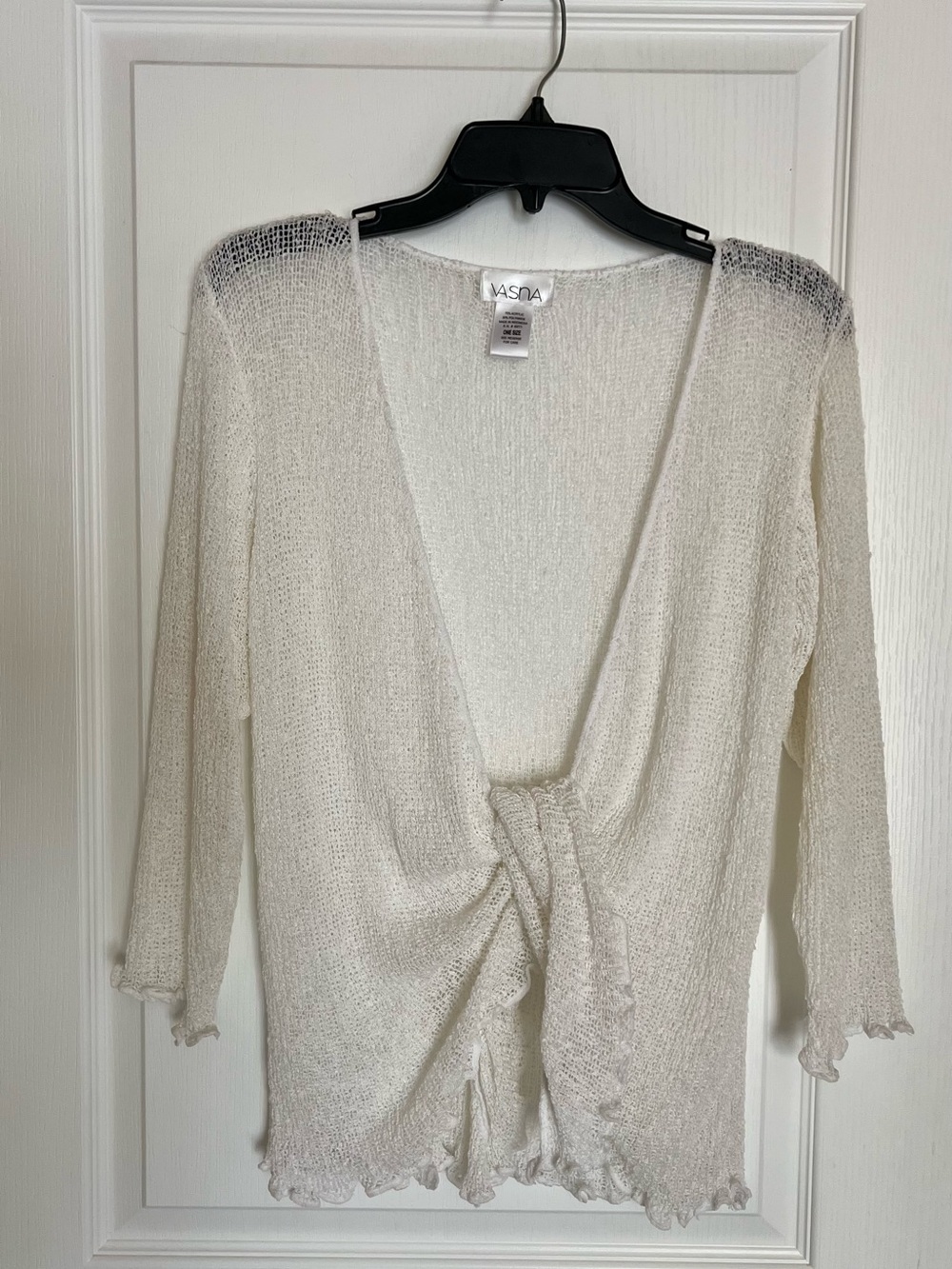 Romantic Ethereal Sheer Knit Tie-Front Cardigan-Boho Mesh Shrug Lettuce Edge